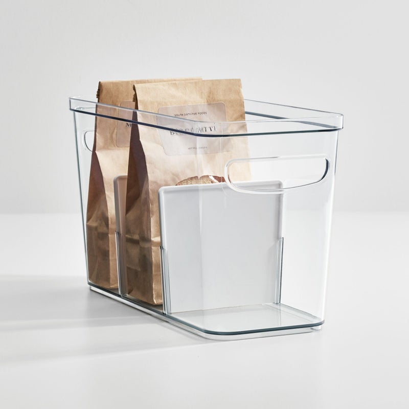 InterDesign iDesign Crisp Divided Organizer Bin with Handles, 6"" x 8"" x 14"", Clear/Matte White - Image 5
